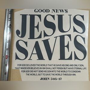 Black and White 'Jesus Saves' DTF transfer